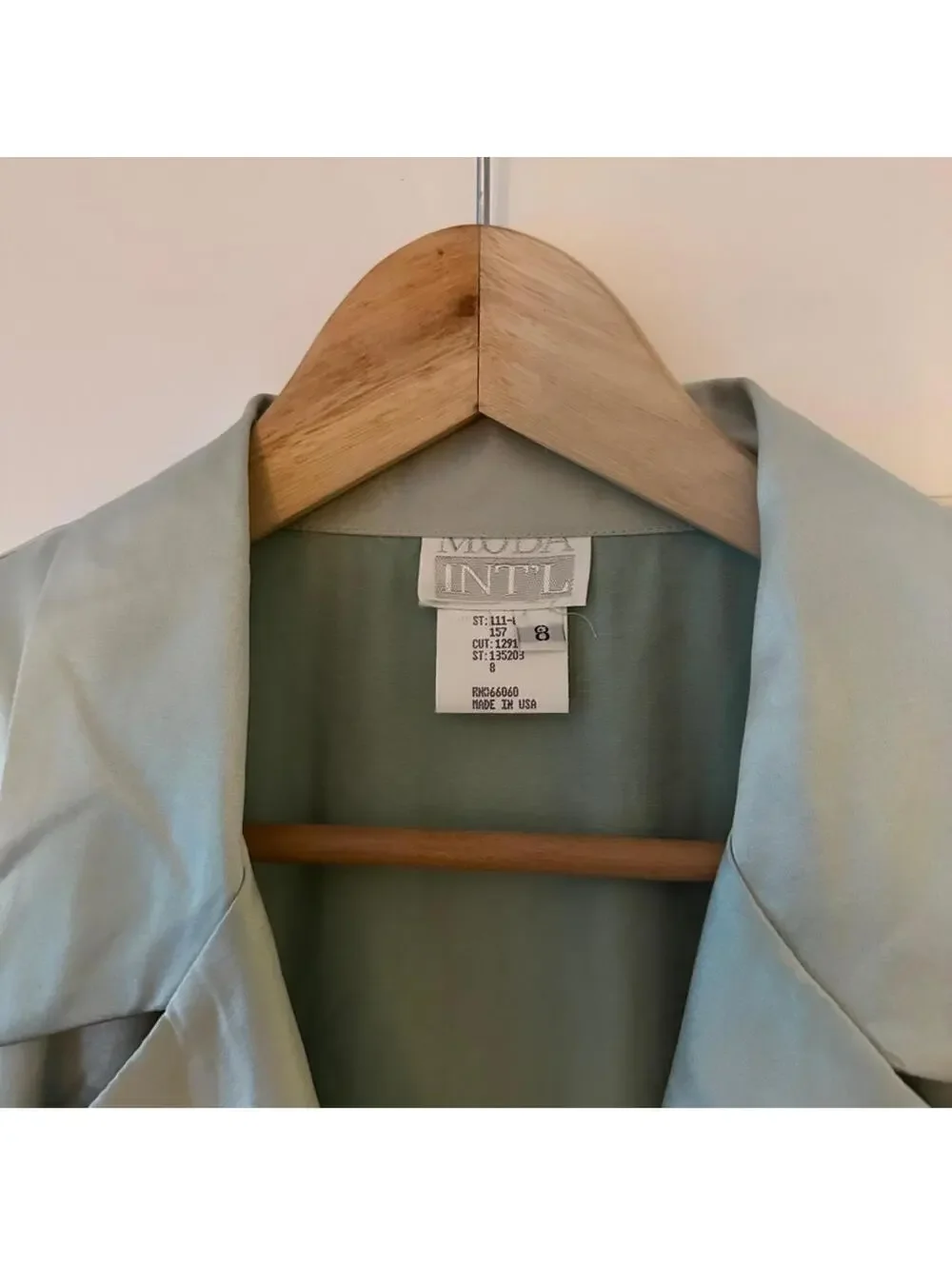 Vintage Light Green Satin Matching Set - Blazer and Mini Skirt